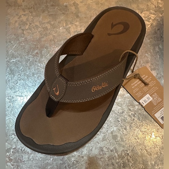 OluKai Men's OHANA - Men’s Dark Java / Ray Flipflop Sandals - Picture 2 of 4